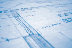 Architectural blueprints and technical drawings